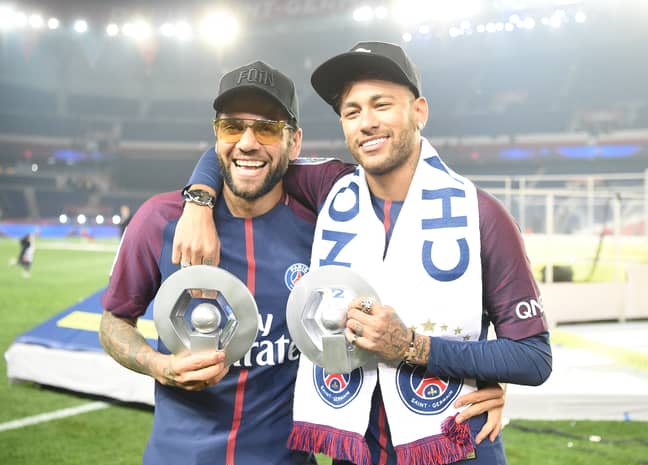 Dani Alves after winning Ligue 1 with PSG. Image: PA Images