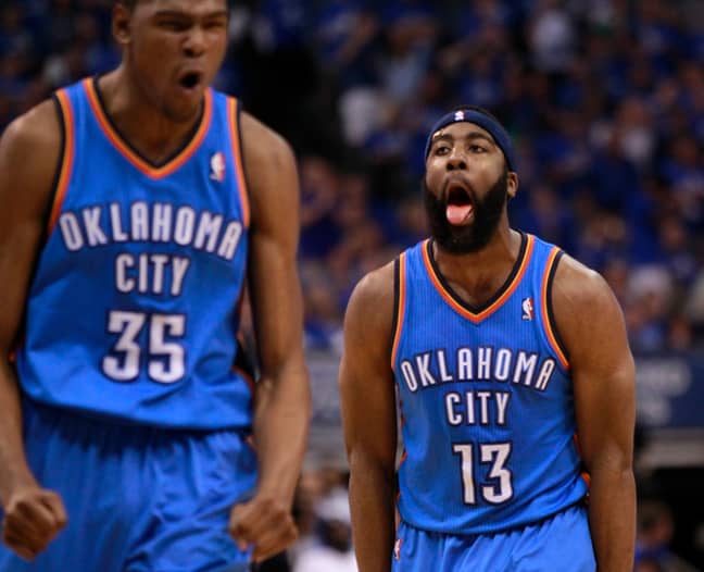 Harden and Durant played together in OKC. Credit: PA