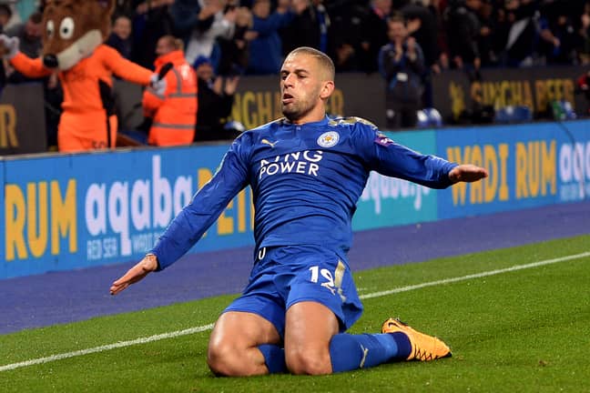 Slimani celebrating for Leicester. Image: PA Images