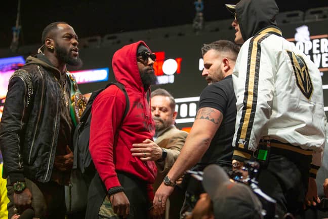Deontay Wilder and Tyson Fury square off. Credit: PA