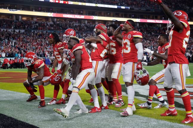 Kansas City Chiefs players celebrate on their way to Super Bowl glory