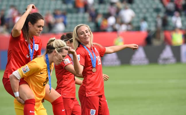 Duggan and her teammates celebrate finishing third in Canada in 2015. Image: PA Images