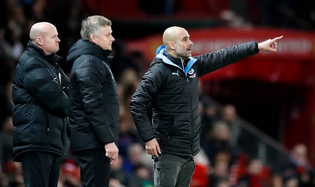 PA: Ole Gunnar Solskjaer and Pep Guardiola on the touchline at Old Trafford.