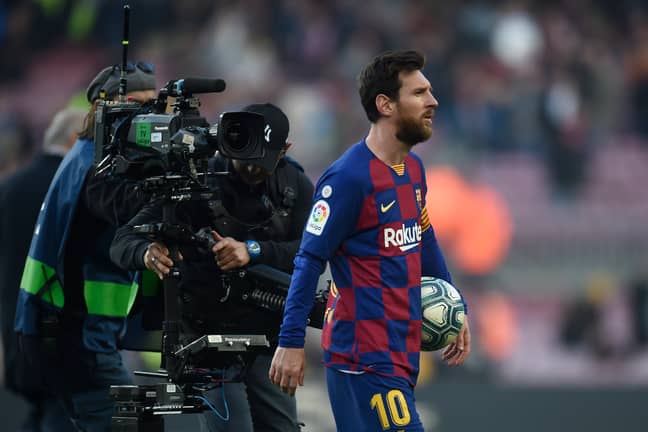 Messi walks off with a match ball after scoring yet another hat-trick last year, 13 years after his first. Image: PA Images