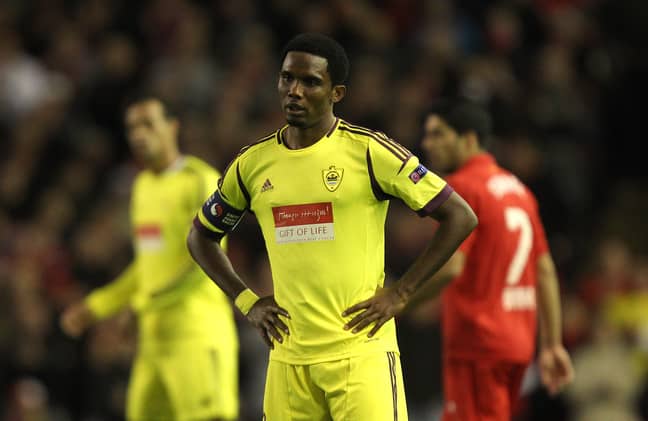 Eto'o playing against Liverpool in the Europa League. Image: PA Images
