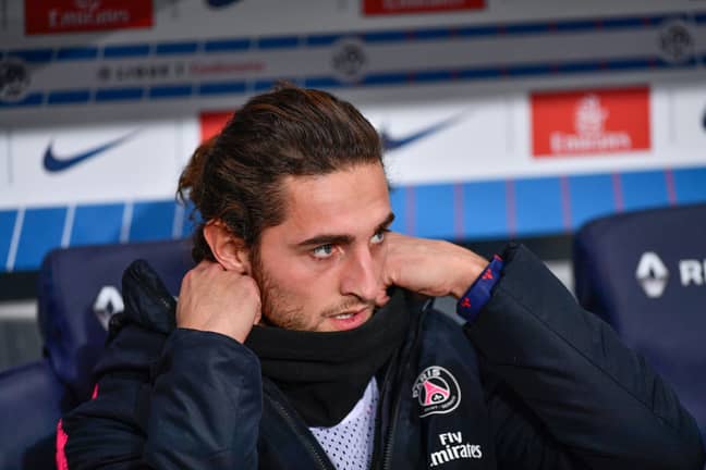 Rabiot on the bench waiting to come on. Image: PA Images