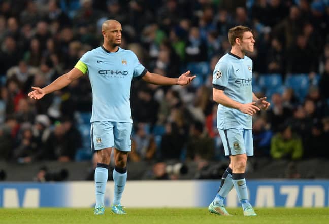 Kompany and Milner playing together at Manchester City. Image: PA Images
