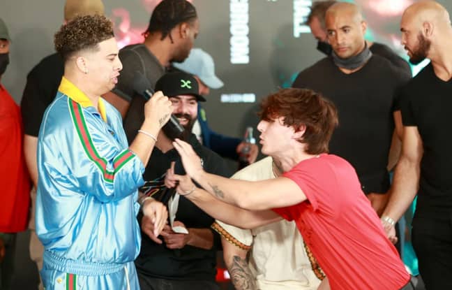 TikTok star Bryce Hall and YouTuber Austin McBroom scrapped during their press conference