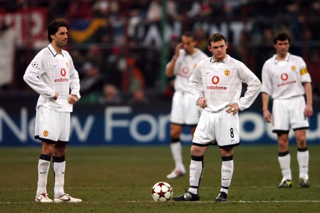 Van Nistelrooy and Wayne Rooney sum up what it was like for United in that game. Image: PA Images