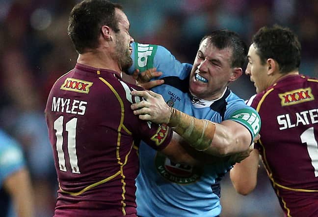 Paul Gallen and Nate Myles. Credit: NRL
