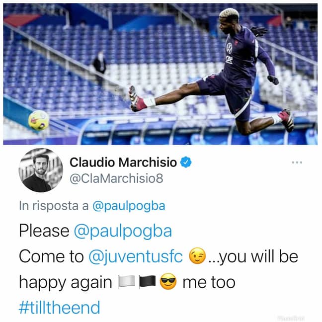 Marchisio's reply. Image: Instagram