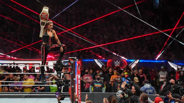 Ripley with her newly won title at WrestleMania. Image: WWE