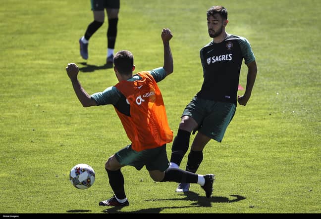 Neves and Fernandes in training for Portugal together. Image: PA Images