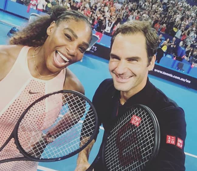 The two tennis icons played together for the first time and took a selfie to mark the historic moment. Credit: Instagram