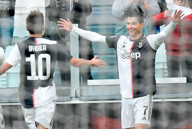 Ronaldo celebrates scoring for Juve. Image: PA Images