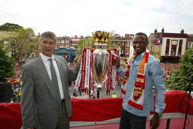 PA: Arsene Wenger lifts the Premier League trophy with Patrick Vieira.