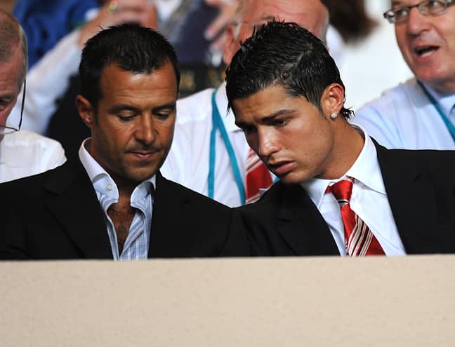 Jorge Mendes showing a young Cristiano Ronaldo how much money he'll make him. Image: PA Images