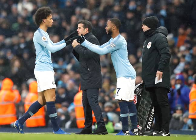 Sterling and Sane have to share duties at the Etihad. Image: PA Images