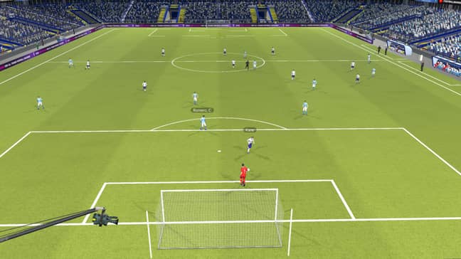 The moment Harry Kane pounces on an awful mistake from Emiliano Martinez to make it 2-0. Image credit: Football Manager 2022