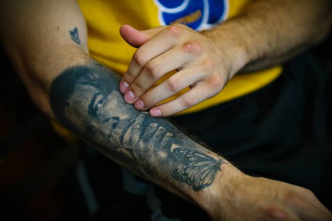 Nico Ali Walsh has a tattoo of his grandfather on his arm. Credit: PA