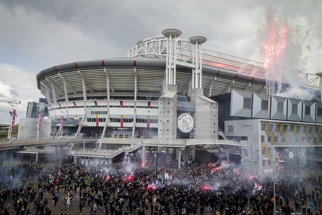 The fans celebrate outside the stadium. Image: PA Images