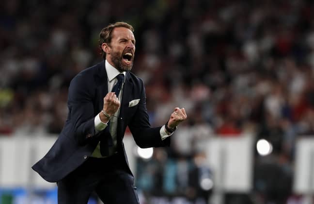 Southgate will be hoping he can celebrate like this again on Sunday. Image: PA Images