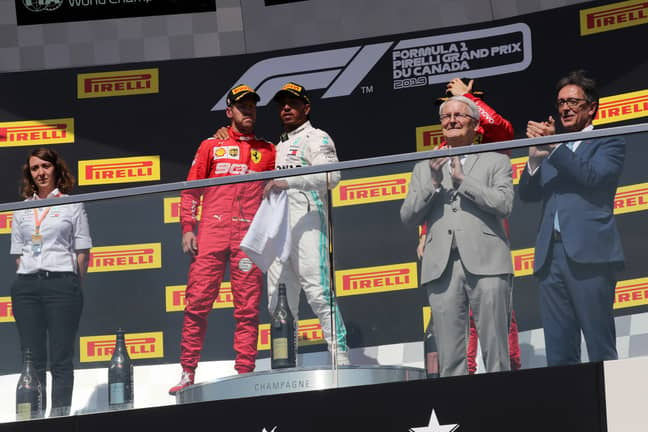 Vettel made his way onto the top step of the podium. Image: PA Images