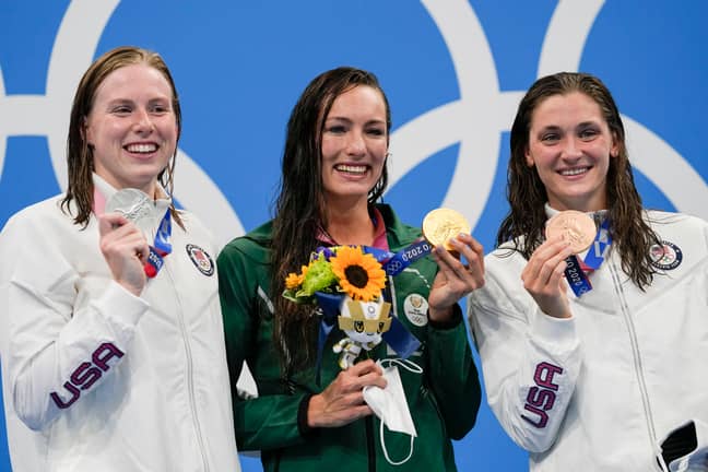 Lilly King (left). Credit: PA