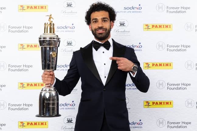 Salah with his Player of the Year award. Image: PA Images
