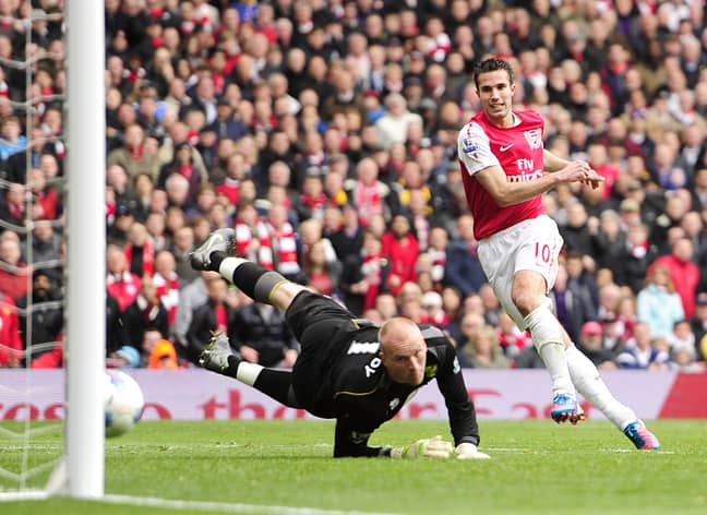 Robin van Persie in action for Arsenal before he left for Manchester United