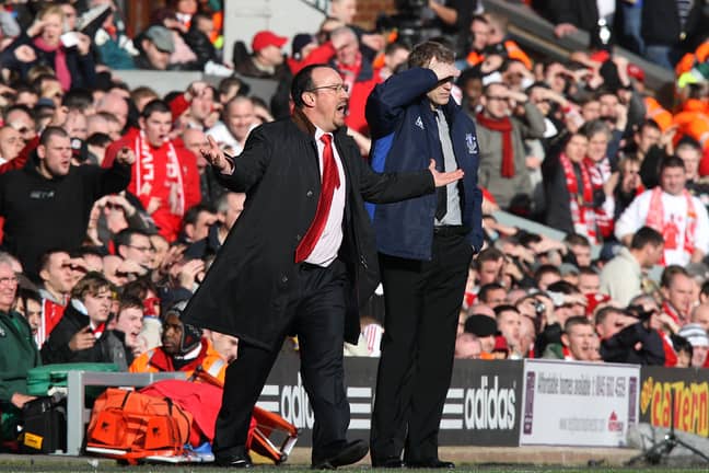 Benitez managing against Everton. Image: PA Images