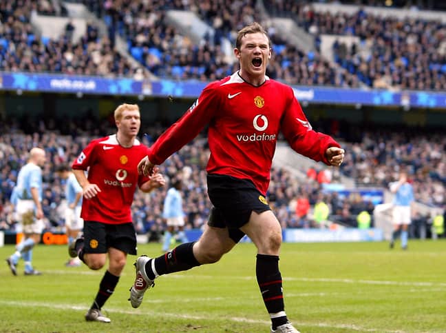 Shouty Wayne Rooney destroying teams is a very 2005 aesthetic. Image: PA Images