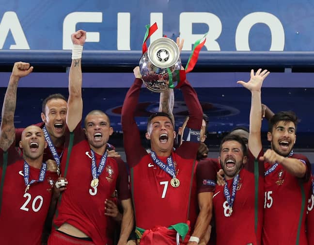 Ronaldo lifts Euro 2016 with his Portugal teammates. (Image Credit: PA)