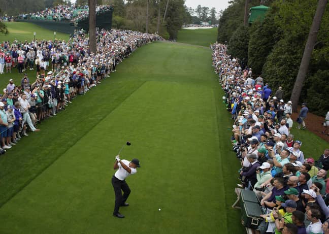 The fan turnout to see Tiger Woods' practise round. Credit; Alamy