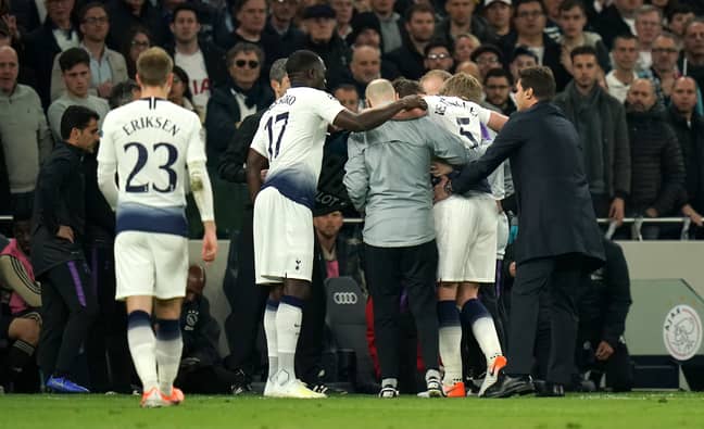 Vertonghen was helped off the pitch. Image: PA Images