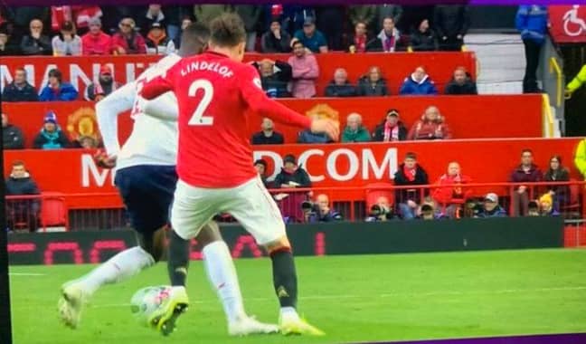 The offending trip by Lindelof. Image: Sky Sports