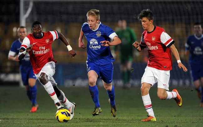 Mugabo (left) playing for Arsenal in the FA Youth Cup. Image: PA Images