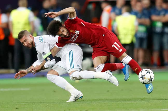 Ramos looks to end Salah's career...Image: PA Images