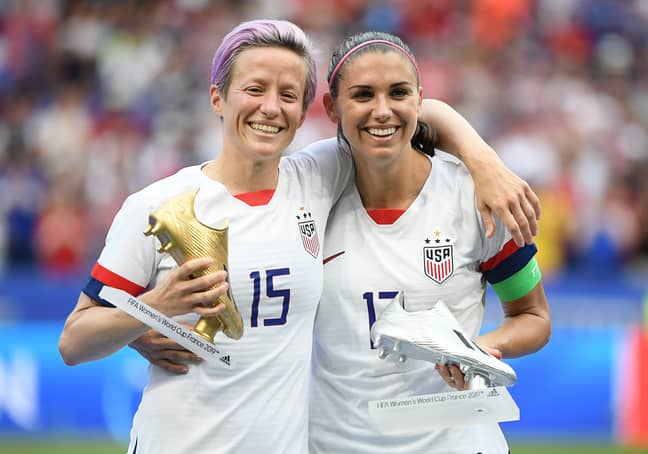 Rapinoe celebrates with her Golden Boot. Image: PA Images