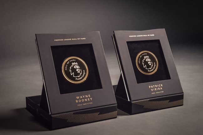 The medallions that Rooney and Vieira will receive. Image: Premier League