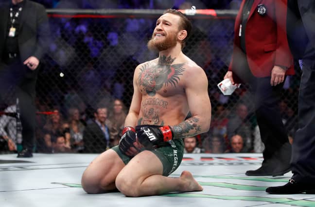 Conor McGregor sunk to his knees after his comeback win