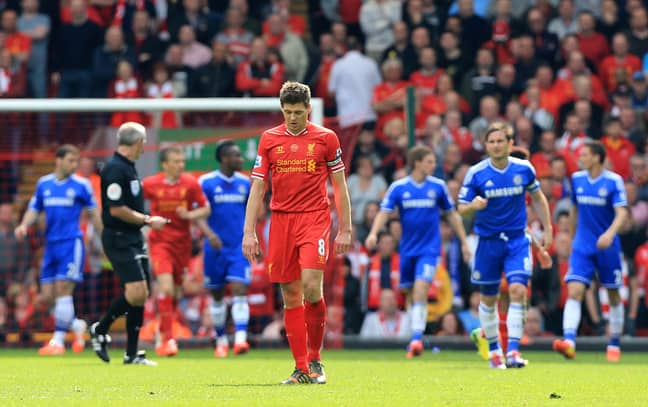 Gerrard after the infamous slip. Image: PA Images