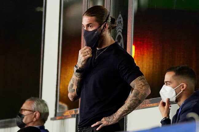 Ramos watching Real from the stands. Image: PA Images