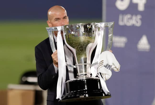 Zidane with his La Liga title. Image: PA Images