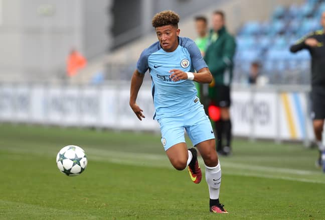 Sancho playing for City's youth team. Image: PA Images