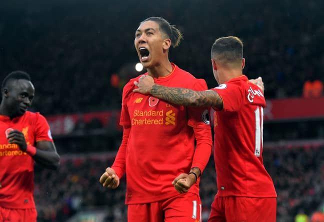 Coutinho and Firmino celebrate. (Image Credit: PA)