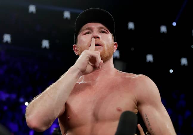 Canelo gestures to the crowd. Image: PA