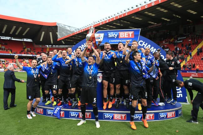 Bournemouth celebrate winning the Championship. Image: PA Images