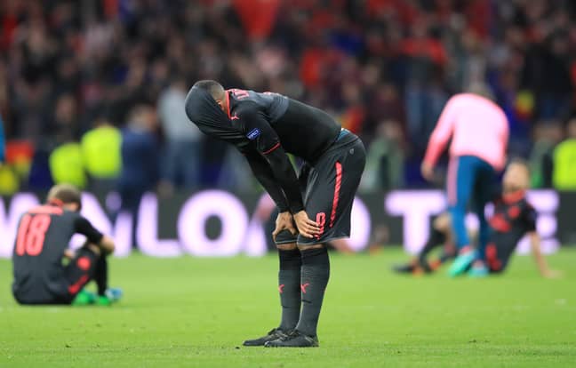 Dejected Arsenal players at full-time. Image: PA Images