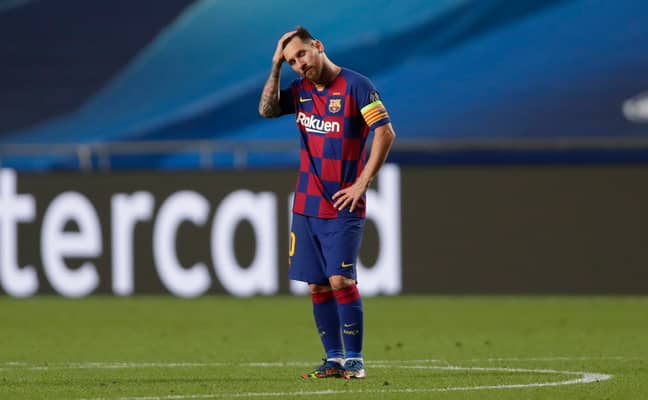 Messi looking dejected after the loss to Bayern. Image: PA Images